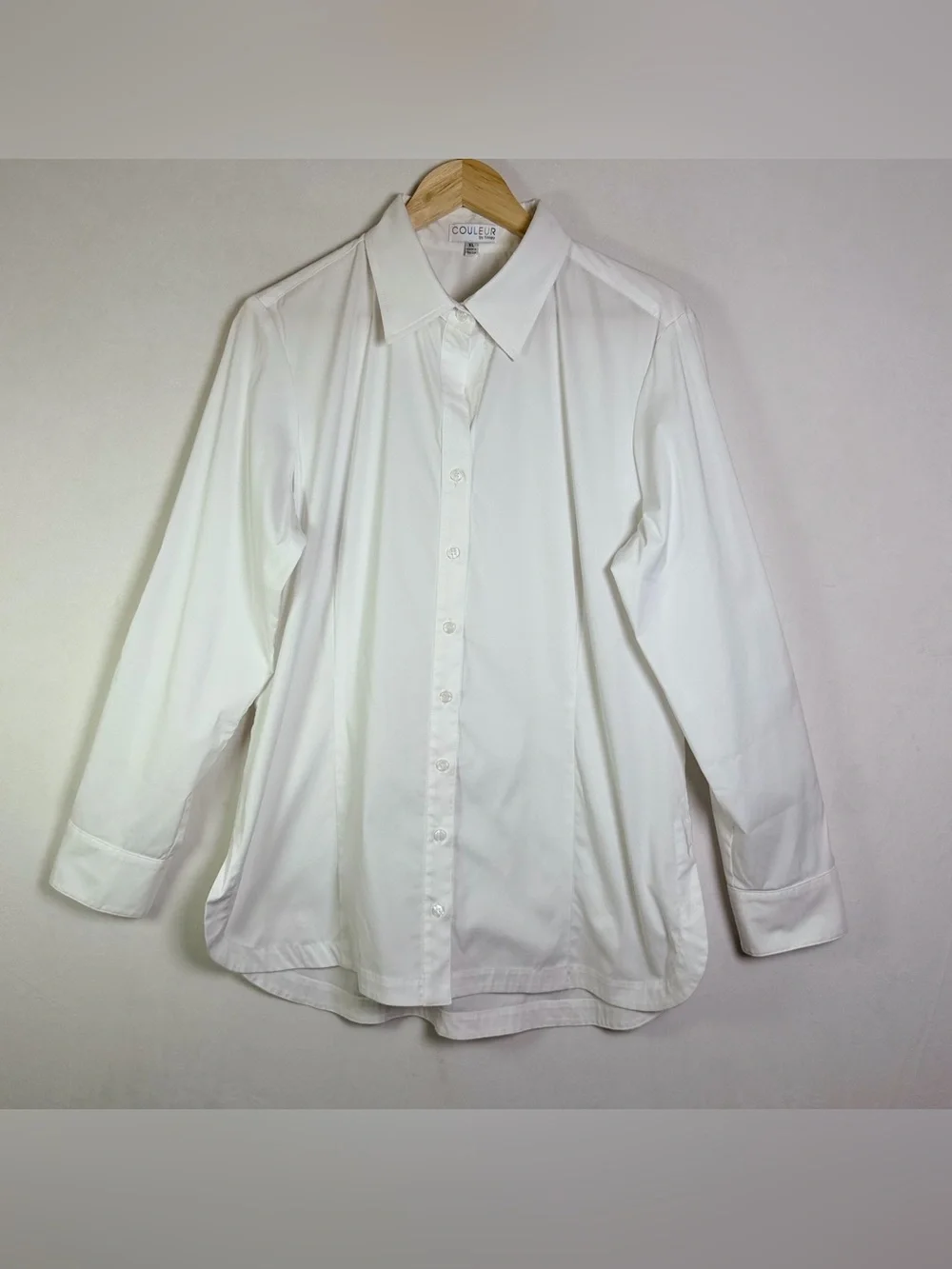 Couleur by Finley Women’s White Stretch Button Front Shirt XL Made USA Career